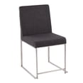 thumbnail image 2 of Lumisource High Back Fuji Contemporary Dining Chair in Brushed Stainless Steel and Charcoal Fabric - Set of 2, 2 of 7