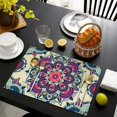 thumbnail image 4 of Artistic Boho Paisley Placemats Set of 4, Flax Durable Linen Heat Resistant Wrinkle Free Featuring Colorful Vintage Floral and Chic Mandala Patterns, 4 of 6
