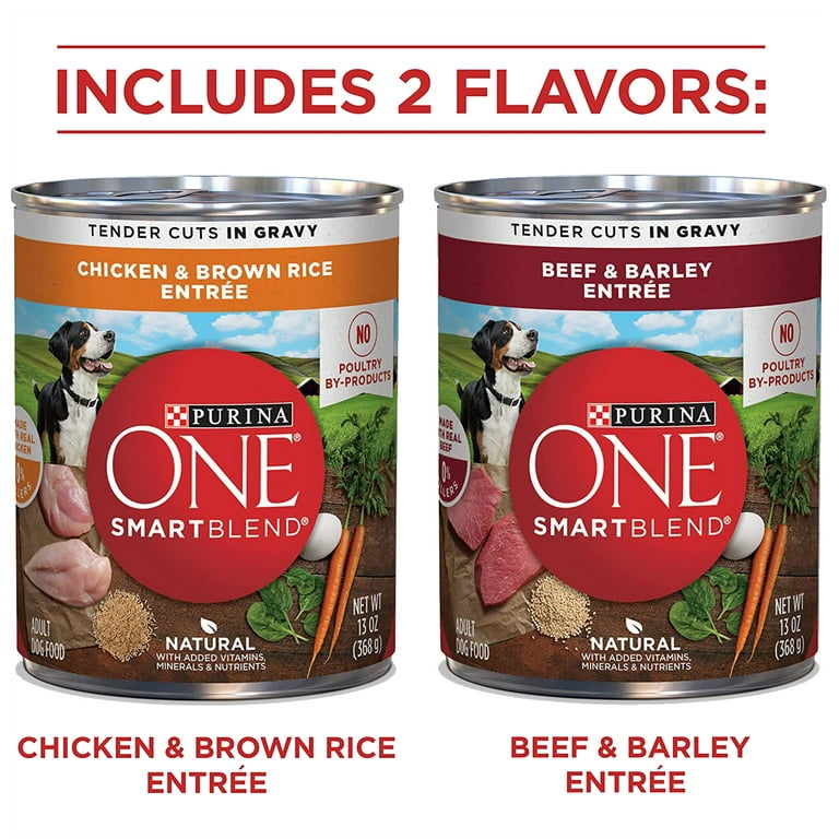 Purina ONE Smart Blend Natural Wet Dog Food High Protein Soft Variety Pack 13 oz Cans 6 Pack