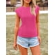 thumbnail image 3 of Blusa para Mujer PRETTYGARDEN Rojo Rosa Manga Corta Talla Grande, 3 of 9