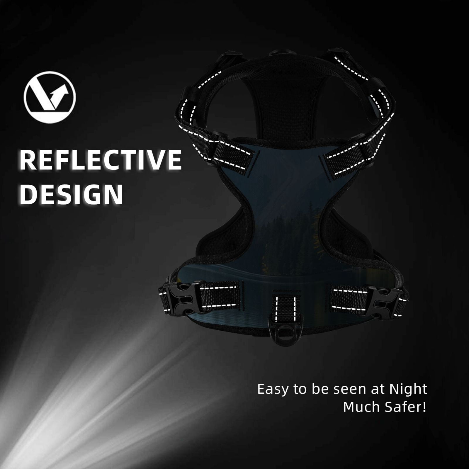 Vsdgher Majestic Deer Mountain Lake Dog Harness, No-Pull Pet Harness, Dog Vest, Pet Vest for Small to Large Dogs-Medium