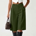 thumbnail image 6 of Karymi Women's Pants High Waist Bermuda Shorts, Pleated Wide Leg Dressy Shorts with Pockets, Casual Tailored Knee-Length Suit Shorts Jean Shorts, 6 of 7