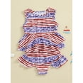 thumbnail image 3 of Musuos Little Girl 4th of July Swimsuit Outfit, 18Months-6Years Star Print Sleeveless Ruffled Swim Tops Frill Trim Swim Shorts Toddler Bathing Suit, 3 of 9