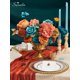 thumbnail image 3 of Espuma de seda Serwalin con flores artificiales, color verde azulado y naranja quemado, 3 of 7