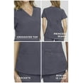 thumbnail image 3 of Women’s Scrubs Set - 2 Pocket Crossover Scrub Top with 5 Pocket Joggers Pant Set 110210 (Size 2X, Color Pewter) from STAT MEDICAL WEAR - XX-Large,Pewter, 3 of 7