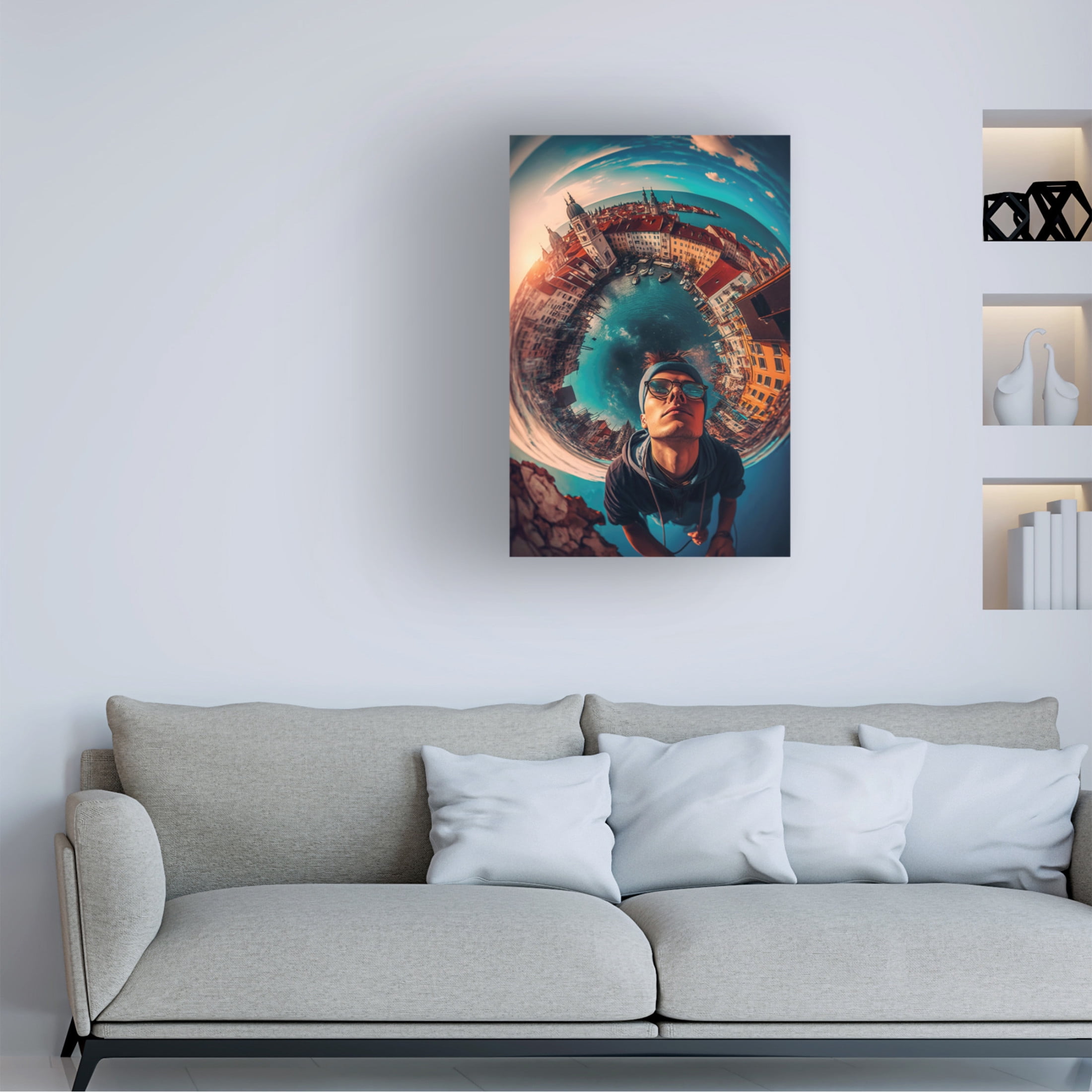 Canvas Wall Art - Ray Heere 'Surrealistic Selfies 8' Wall Art for Living Room, Bedroom, or Office Décor by Trademark Fine Art - 12 x 19 Inches