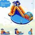 thumbnail image 2 of OLAKIDS Inflatable Water Slides, Shark Theme 14FT x 10FT x 8.5FT Bouncy House with Slide, Splash Pool, Climbing Wall, Water Gun, Outdoor Jumping Castle with Hose, Carry Bag, Stakes (Without Blower), 2 of 9