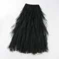thumbnail image 2 of Prolriy Maxi Skirt Irregular Mesh Half Length Skirt Women's Spring and Summer Multilayer Cake Skirt Poached Long Skirts for Women Black L, 2 of 3