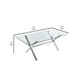 thumbnail image 5 of Benjara Tia 79 Inch Dining Table, Rectangular Tempered Glass Top, X Steel Legs, 5 of 6