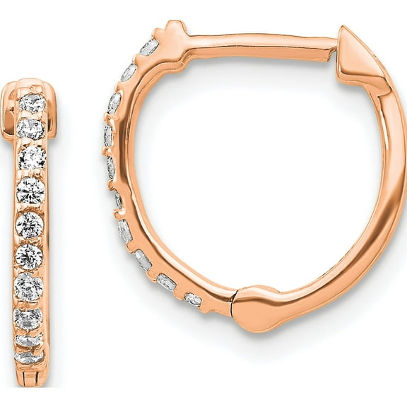14K Rose Gold Diamond Hinged Hoop Earrings (13 X 12) Made In India em5353-020-ra