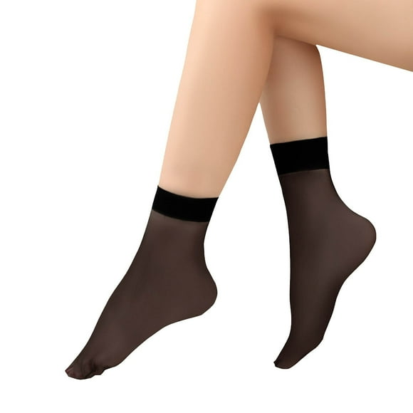 XUFLVPSEF 10 Pairs Sheer Ankle Sock Lady Nylon Socks for Women Ankle High Sock Sheer Stocking Stockings for Women Gym Golf Tennis Athletic Socks Work Socks Black