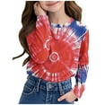 thumbnail image 4 of Favoffer Summer Unisex Kids Multicolor Tie-Dye Graphic Tee Round Neck Long Sleeve Stretchy Trendy Top Casual Travel Home Party 3-14Y, 4 of 5