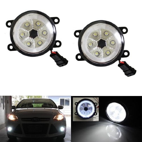2× LED DRL Fog Light Angel Eye Daytime Running Lamp For Ford Explorer 2011-2015 
