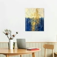 thumbnail image 3 of Nawypu Blue and Gold Abstract Canvas Wall Art Gold and Blue Pictures Wall Decor Textured Gold Painting Modern Abstract Artwork for Walls Blue Gold Foil Pictures for Living Room Bedroom, 3 of 5