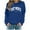 Blue, variant on Fgnfyis Women's Casual Letter Print Crewneck Pullover Sweatshirts for Women Hoodless Fall Long Sleeve Top Blouse Red L