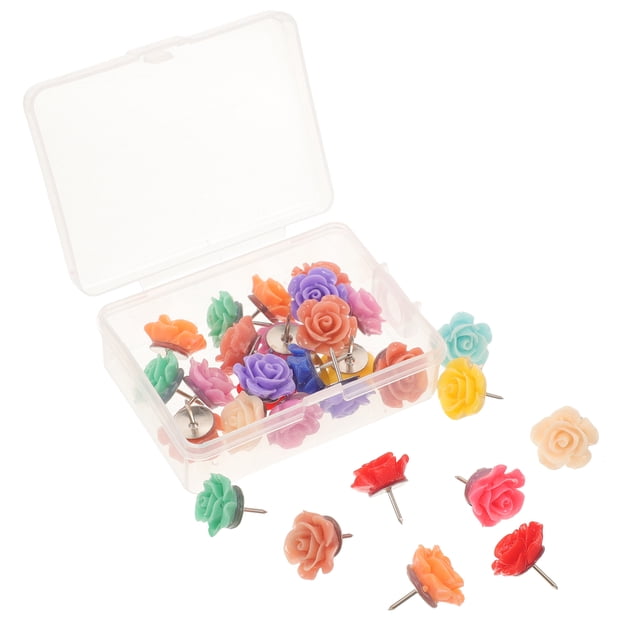 MasteelfCA 30Pcs Decorative Push Pin Household Flower Pushpins Multi-function Rose Tacks Poster Accessory