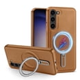thumbnail image 1 of Magnetic Case for Samsung Galaxy S23 Case with Stand,Compatible with MagSafe,Military Grade Drop Protection Shockproof PU Leather Back Protective Case for Samsung Galaxy S23,Brown, 1 of 8