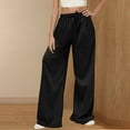 thumbnail image 2 of LLYWEY Wide Leg Flowy Pants for Women Solid Elastic High Waisted Drawstring Casual Loose Long Pants Trousers with Pockets LL-5 Black XL, 2 of 8
