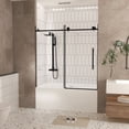 thumbnail image 5 of Frameless shower door 56-60 "W x 60" H, 1/4 "(6 mm) Clear Tempered Glass, Explosion Proof Film, Stainless Steel Handle, Matte Black, 5 of 5
