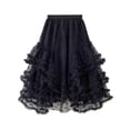 thumbnail image 4 of VBEWZET Girls Polka Dot Mesh Tiered Tulle Midi Skirt, Ruffle Layered Cake Tutu Long Skirt, Korean Elastic Waist Maxi Skirt for Girls Spring Autumn Black 8-9 Years, 4 of 5