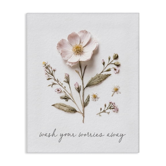 Pressed Flower Wash Worries Away Canvas Wall Art, design by Lettered and Lined