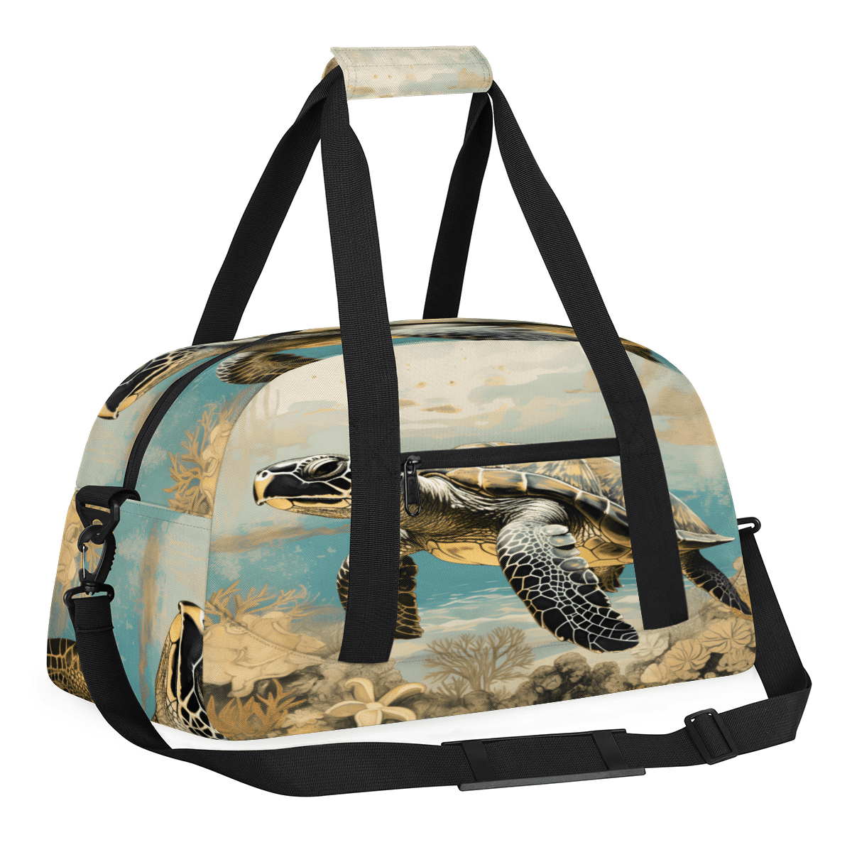 Herdesigns Sea Turtle Sports Duffle Bag for Women & Men, Vintage Sea Turtle Gym Bag Dance Bag Overnight Bag Carry On Weekender Travel Bag
