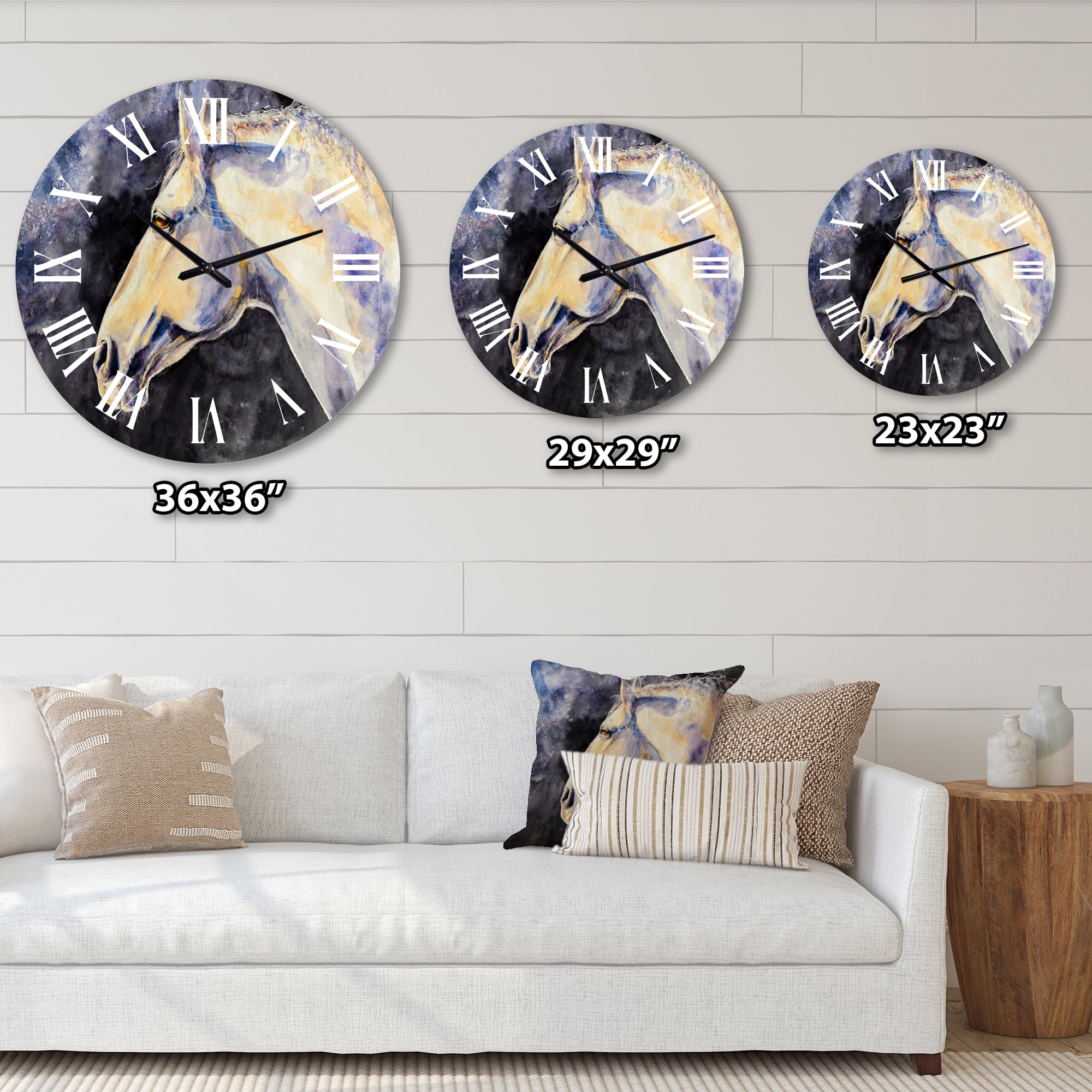 Designart 'The Head Of A Lipizzan Horse' Farmhouse Wall Clock