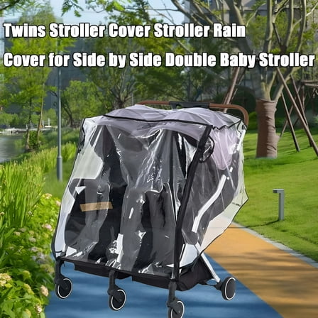 MELIVO Double/Twins Stroller Rain Cover, Cover for Side by Side Baby Stroller