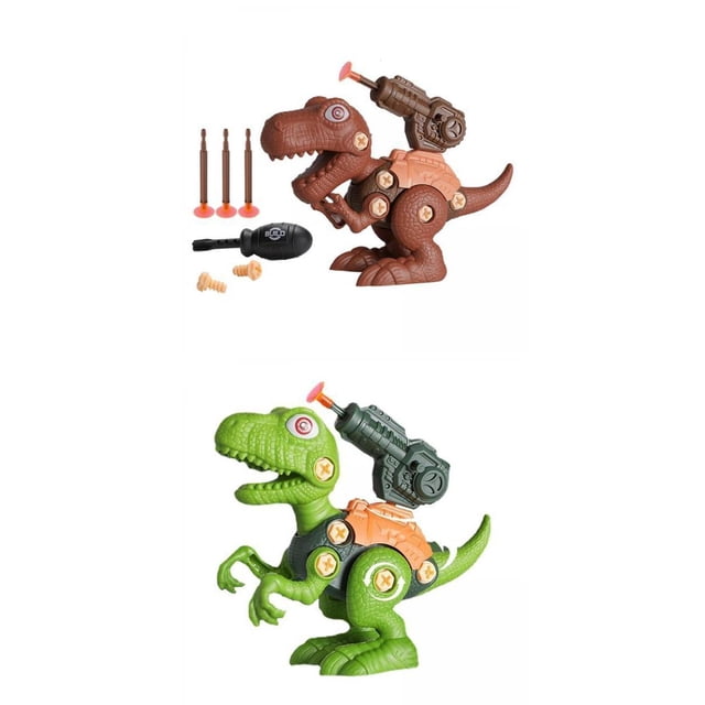 Juego de 2 figuras de juguete de dinosaurio de montaje, rompecabezas 3d educativo, modelo de simución, tornillo para Baoblaze Dinosaurio de montaje