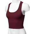 thumbnail image 5 of A2Y Women's Basic Cotton Casual Scoop Neck Cropped Racerback Tank Tops Dark Burgundy S, 5 of 5