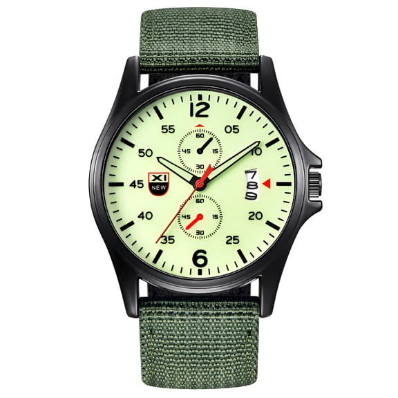 DESIGNICE Military Nylon Waterproof Date Quartz Analog Army Men's Quartz Wrist Watches