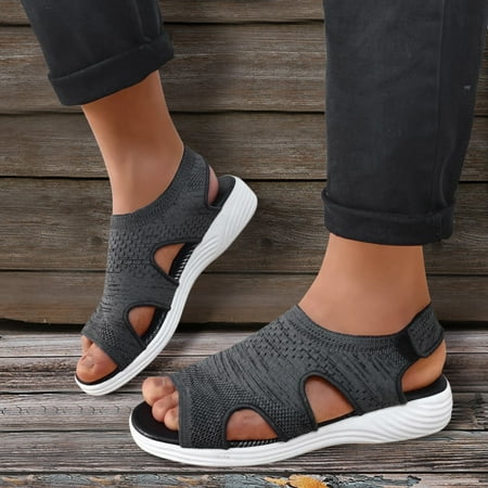 

MIASHUI shoes for women Ladies Shoes Summer Mesh Hook Loop Breathable Lightweight Platform Sandals