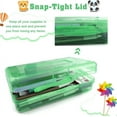 thumbnail image 5 of Plastic Pencil Box, Large Capacity Clear Pencil Case, 2 Pack Hard Pencil Case, Clear Crayon Box with Snap-tight Lid Stackable Design, Plastic Storage Box for Office Supplies, Green, 5 of 7