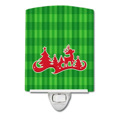 

Caroline s Treasures BB6973CNL Christmas Tree Reindeer Green Ceramic Night Light 6x4x3 multicolor