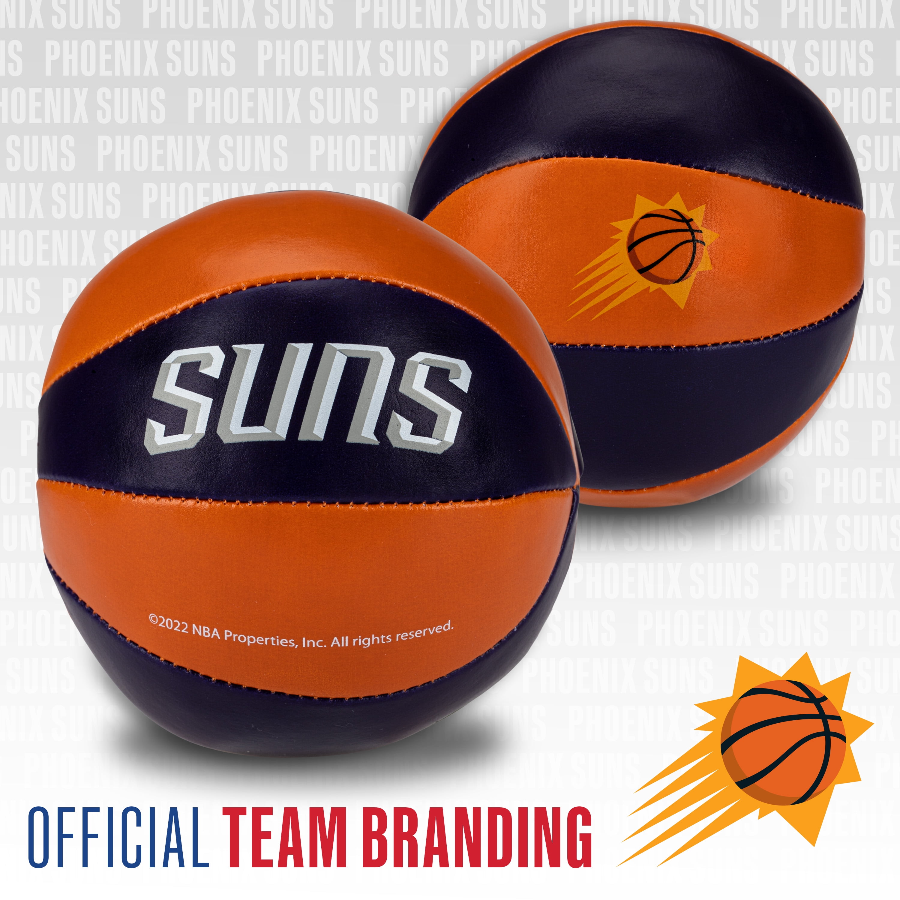 Franklin Sports NBA Phoenix Suns Toy Basketballs - 2 Pack of Kids Soft Mini Basketballs for Over the Door + Indoor Hoops - NBA Fan Shop Kids Soft Toy Basketballs - (2) Mini Balls Included