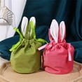 thumbnail image 5 of Moocorvic Easter Bunny Drawstring Gift Bag, Rabbit Ears Easter Baskets Party Favors Candy Egg Hunts Stuffer for Kids Girls Boys(Pink), 5 of 6