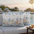 thumbnail image 2 of Outdoor Pillow Covers 20x12 Set of 2, Beige Starfish Coastal Waterproof Patio Throw Pillow Covers for Couch Sofa Chair, Blue Summer Beach Coral Shell Nautical Decorative Pillowcases for Throw Pillows, 2 of 9