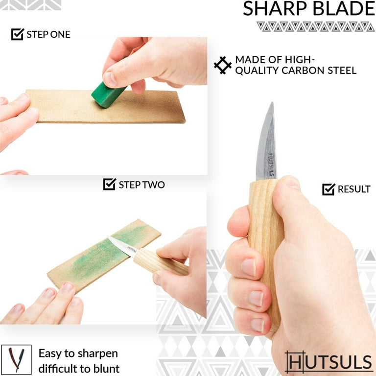 Hutsuls Wood Whittling Kit for Beginners - 8 pcs Razor Sharp Wood Carving  Knife Set, Beautifully Designed Gift Box, Whittling Knife for Kids & Adults  