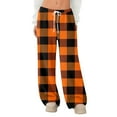 thumbnail image 2 of Hearthz Plaid Plush Pajama Pants Women Fuzzy Winter Warm Thermal Pj Bottoms Women Wide Leg Drawstring Sleep Pants Women, 2 of 4