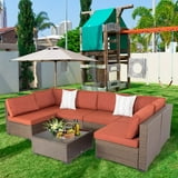 Kinbor 7pcs Outdoor Patio Furniture Sectional Pe Rattan Wicker Rattan ...