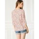 thumbnail image 5 of Allegra K Blusa Top Floral Con Ribete De Encaje Mangas 3/4 Para Mujer Rosa Claro S, 5 of 6