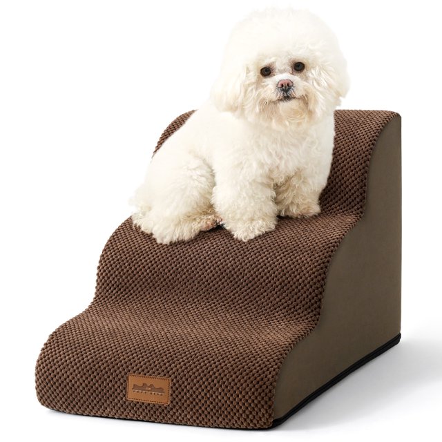 PetSafe Curved Dog Stairs – Foam Ramp for Small Pets, Non-Slip Ladder for Bed & Sofa with Waterproof Cover