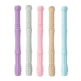 thumbnail image 1 of Tubos de dentición huecos para bebé, mordedor de silicona suave, juguetes para la dentición con cepillo de limpieza, 5 uds., 1 of 8