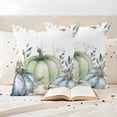 thumbnail image 3 of Blue Pumpkin Fall Outdoor Waterproof Pillow Covers, Green Thanksgiving Leaves Floral Decorative Square Throw Pillowcase Sofa Cushion Sham for Patio/Couch/Chair, 24"x24" 2 Pack, 3 of 8