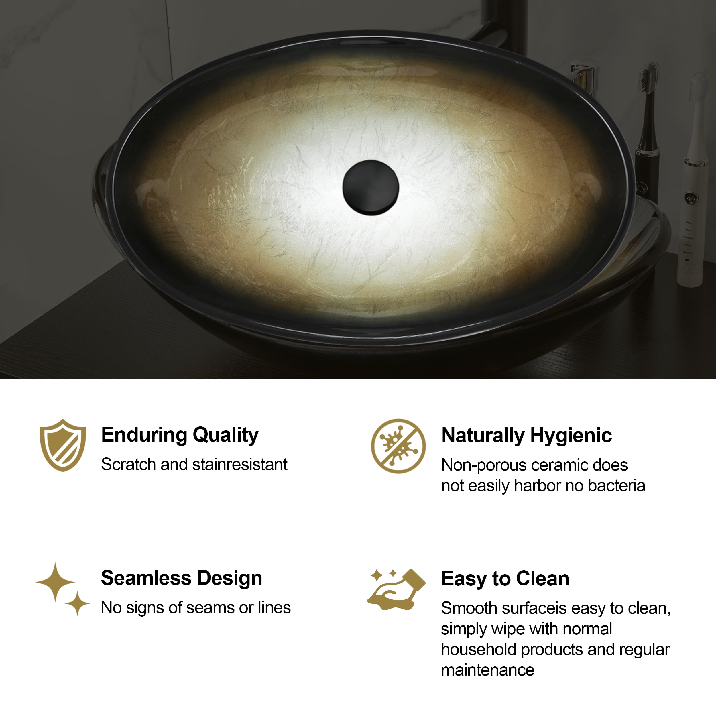 VS029CH 21" Stained Glass Bathroom Vessel Sink