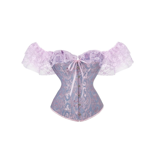 EYIIYE Women Short Sleeve Corset Solid Color Tie Up CloseFitting Crop