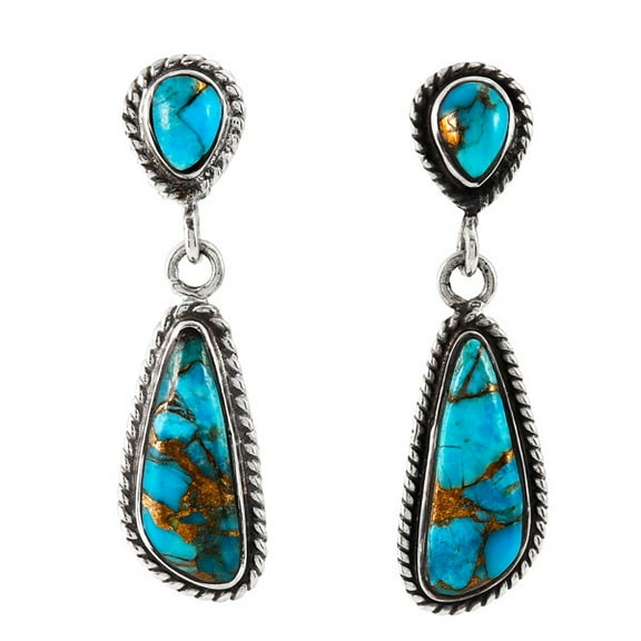 Matrix Turquoise Dangle Earrings for Women Sterling Silver 925 | Turquoise Network | E1359-C84