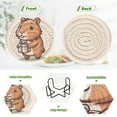thumbnail image 4 of Capybara Gift 6 Pcs Drink Coasters with Holder Absorbent Coasters Woven Coasters for Drinks Table Desk Protection Home Decor, 4 of 7