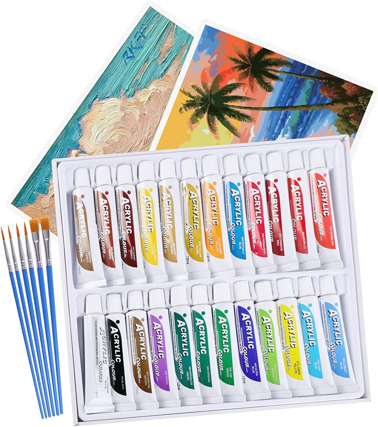 24 Color Set of Acrylic Paint in 12ml Tubes - Rich Vivid Colors for  Artists, Students, 24 Colors - 12ml Tubes - Kroger