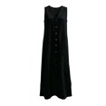 thumbnail image 4 of Womens Summer Dresses Casual Women's Casual Loose Fit Long Sleeveless Dress V Neck Button Down Collar Comfortable Blend Flowy Summer for Everyday Wear Beach Vacation Black L, 4 of 4